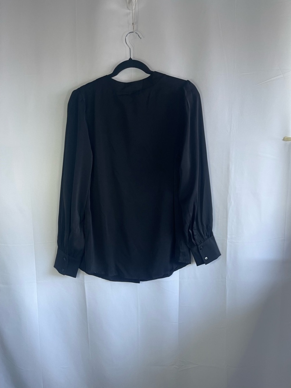 Women's Black V-Neck Button Blouse - Picture 3 of 4